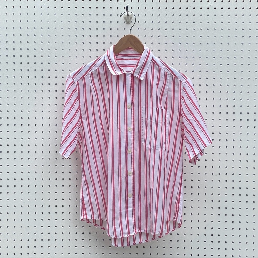 Vintage pink and white striped button down shirt